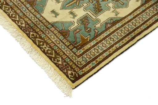 Backside of handmade 2000s Baloch rug showing knot structure and weave density