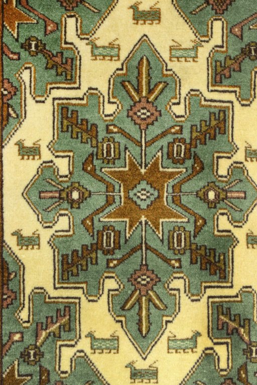 Close-up detail of 2000s Baloch rug from Iran / Persia showing Wool weave