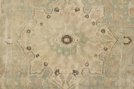 Close-up detail of 1900s Dorokhsh rug from Iran / Persia showing Wool weave