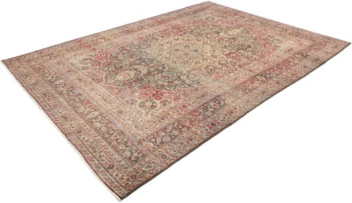 Close-up detail of 1950s Dorokhsh rug from Iran / Persia showing Wool weave