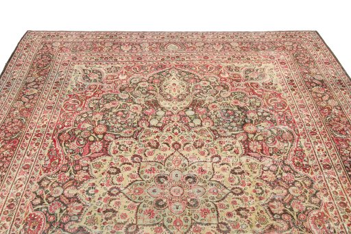 Surface texture of 1950s Dorokhsh rug with natural Wool and intricate pattern
