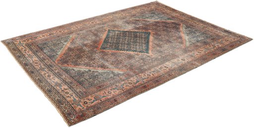 Corner detail of 1900s Dorokhsh rug showing border pattern and Wool pile