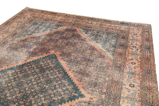 Surface texture of 1900s Dorokhsh rug with natural Wool and intricate pattern