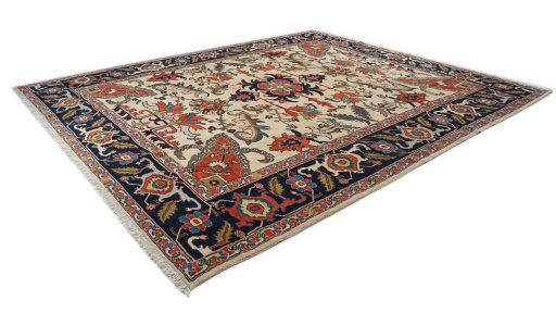 Corner detail of 1990s Gharajeh rug showing border pattern and Wool pile