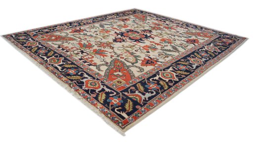 Close-up detail of 1990s Gharajeh rug from Iran / Persia showing Wool weave