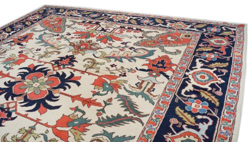 Surface texture of 1990s Gharajeh rug with natural Wool and intricate pattern