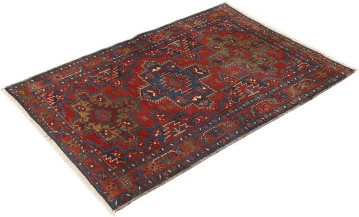 Corner detail of 1920s Gharajeh rug showing border pattern and Wool pile