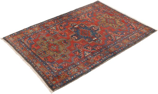 Close-up detail of 1920s Gharajeh rug from Iran / Persia showing Wool weave