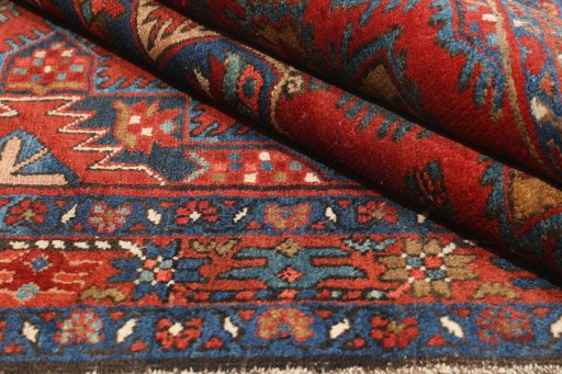 Close-up detail of 1920s Gharajeh rug from Iran / Persia showing Wool weave