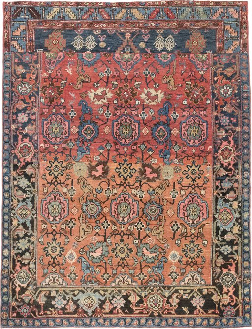 Full view of 1880s Gharajeh rug from Iran / Persia, 203 × 150 cm in Red tones