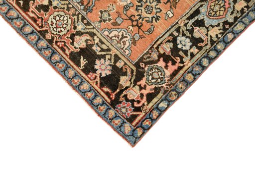 Backside of handmade 1880s Gharajeh rug showing knot structure and weave density