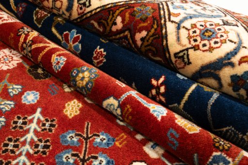 Surface texture of New Ghashghai rug with natural Wool and intricate pattern