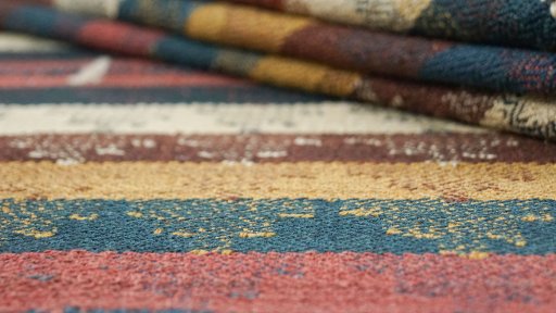 Close-up detail of 1940s Ghashghai rug from Iran / Persia showing Wool weave