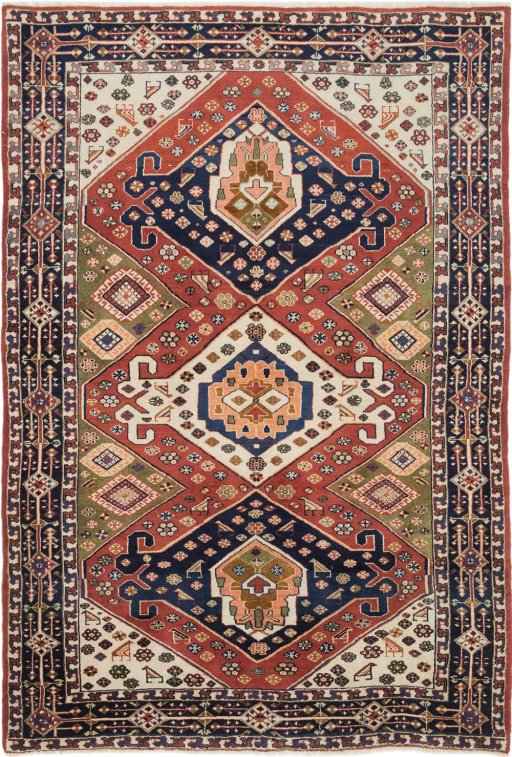 Full view of New Ghashghai rug from Iran / Persia, 178 × 117 cm in Red tones