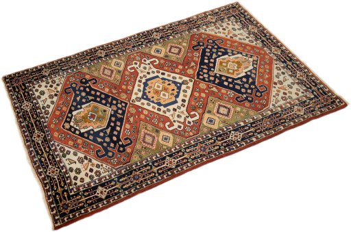 Close-up detail of New Ghashghai rug from Iran / Persia showing Wool weave