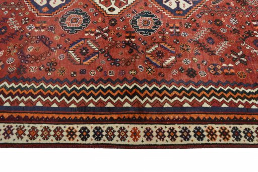 Full view of 2000s Ghashghai rug from Iran / Persia, 265 × 160 cm in Red tones