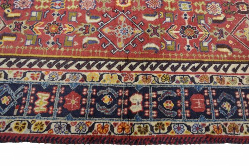 Close-up detail of 2000s Ghashghai rug from Iran / Persia showing Wool weave