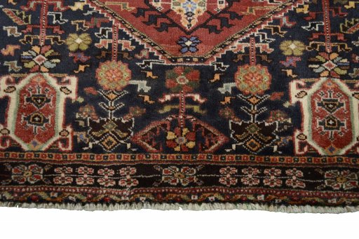 Close-up detail of 2000s Ghashghai rug from Iran / Persia showing Wool weave