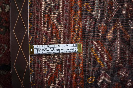 Close-up detail of 2000s Ghashghai rug from Iran / Persia showing Wool weave