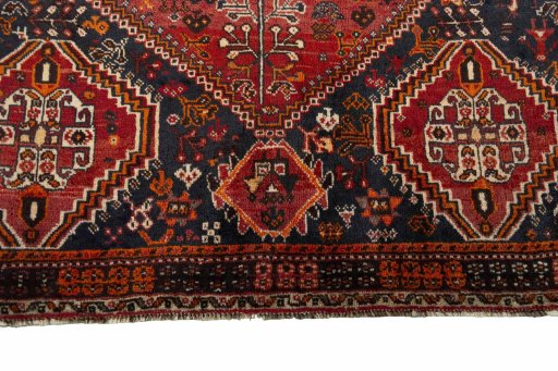 Close-up detail of 2000s Ghashghai rug from Iran / Persia showing Wool weave