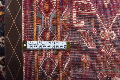 Close-up detail of 2000s Ghashghai rug from Iran / Persia showing Wool weave