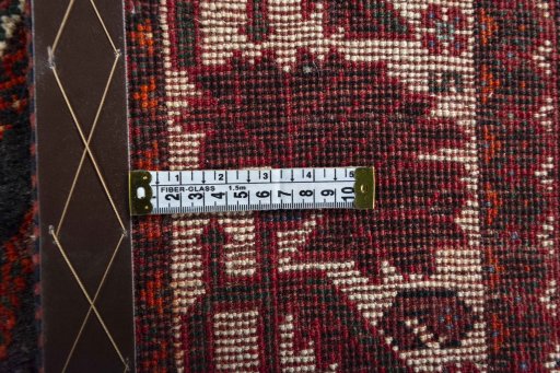 Close-up detail of 2000s Ghashghai rug from Iran / Persia showing Wool weave