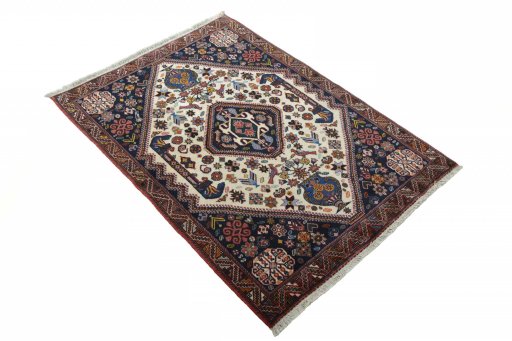 Close-up detail of 2000s Ghashghai rug from Iran / Persia showing Wool weave