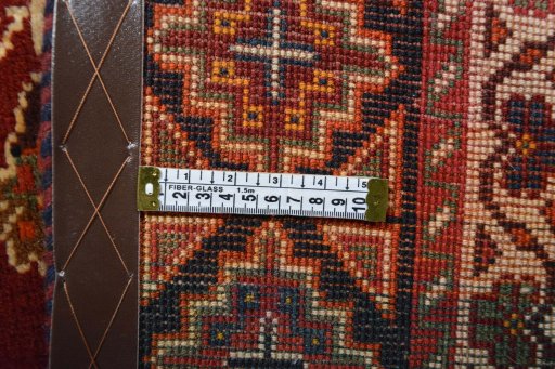 Close-up detail of 2000s Ghashghai rug from Iran / Persia showing Wool weave