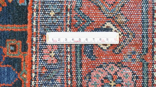 Full view of 1920s Hamedan rug from Iran / Persia, 198 × 132 cm in Dark blue tones