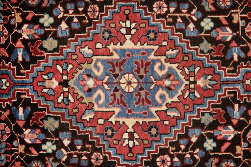 Central medallion detail of 1950s Hamedan rug from Iran / Persia