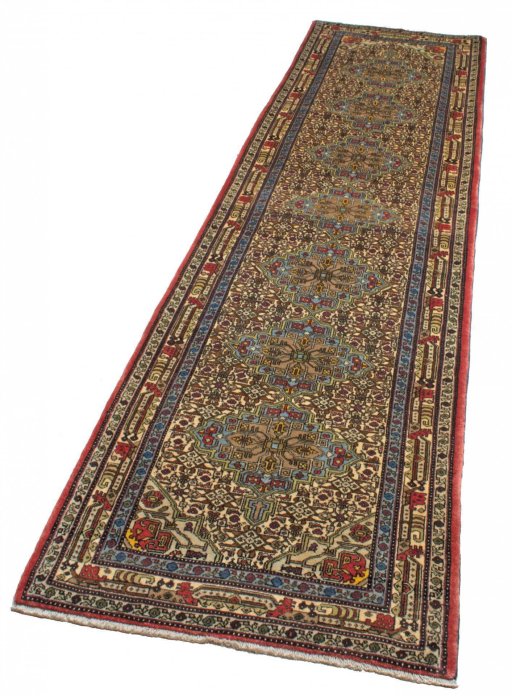 Close-up detail of New Hamedan rug from Iran / Persia showing Wool weave