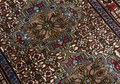 Surface texture of New Hamedan rug with natural Wool and intricate pattern