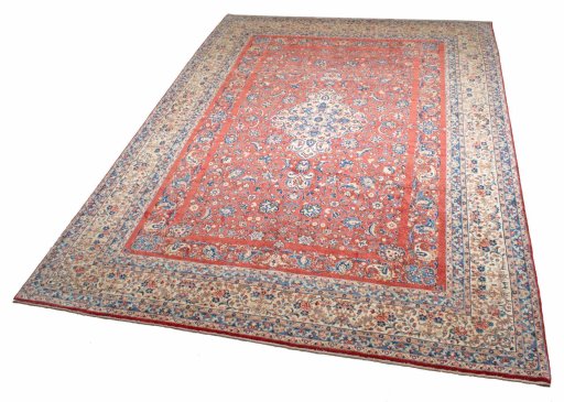 Close-up detail of 2000s Hamedan rug from Iran / Persia showing Wool weave