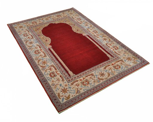 Corner detail of New Hamedan rug showing border pattern and Wool pile