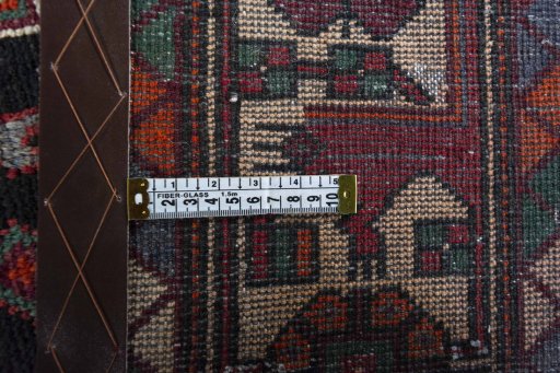 Close-up detail of 2000s Hamedan rug from Iran / Persia showing Wool weave