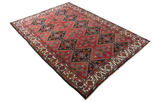 Close-up detail of 2000s Hamedan rug from Iran / Persia showing Wool weave