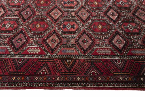 Close-up detail of 2000s Hamedan rug from Iran / Persia showing Wool weave