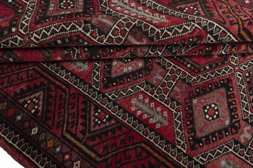 Full view of 2000s Hamedan rug from Iran / Persia, 296 × 154 cm in Red tones