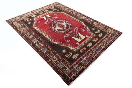 Close-up detail of 2000s Hamedan rug from Iran / Persia showing Wool weave