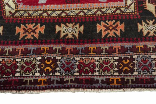 Full view of 2000s Hamedan rug from Iran / Persia, 282 × 210 cm in Red tones