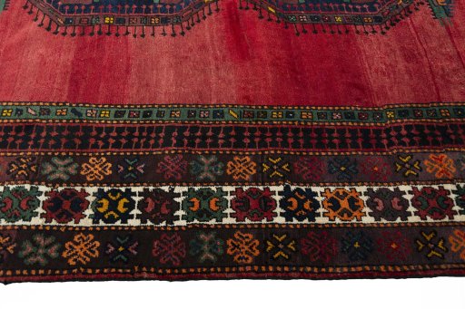 Close-up detail of 2000s Hamedan rug from Iran / Persia showing Wool weave