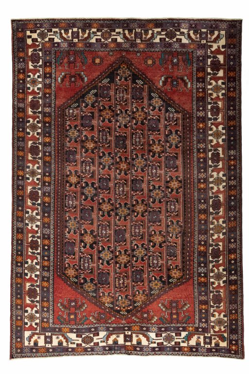 Full view of 2000s Hamedan rug from Iran / Persia, 298 × 205 cm in Gray tones