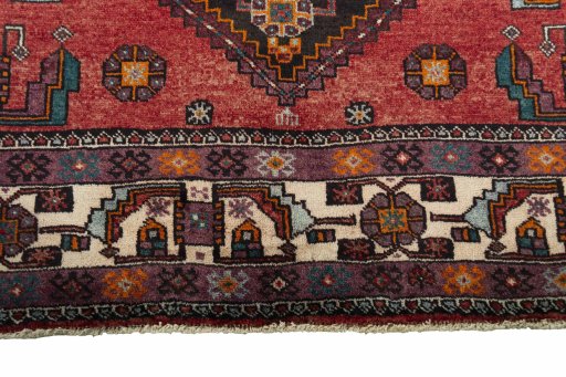 Close-up detail of 2000s Hamedan rug from Iran / Persia showing Wool weave