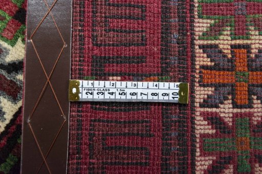 Close-up detail of 2000s Hamedan rug from Iran / Persia showing Wool weave