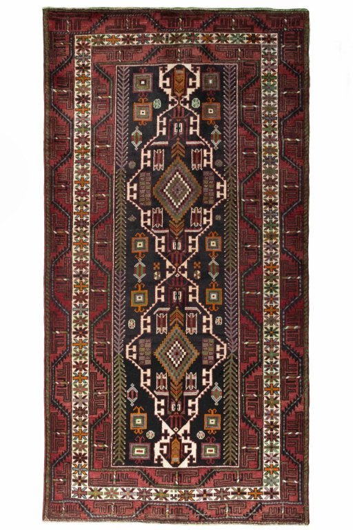 Full view of 2000s Hamedan rug from Iran / Persia, 300 × 155 cm in Gray tones