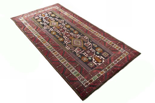 Close-up detail of 2000s Hamedan rug from Iran / Persia showing Wool weave