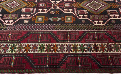Close-up detail of 2000s Hamedan rug from Iran / Persia showing Wool weave