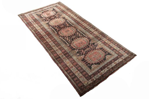 Close-up detail of 2000s Hamedan rug from Iran / Persia showing Wool weave