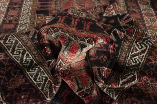 Close-up detail of 2000s Hamedan rug from Iran / Persia showing Wool weave