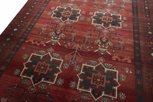 Backside of handmade 2000s Hamedan rug showing knot structure and weave density
